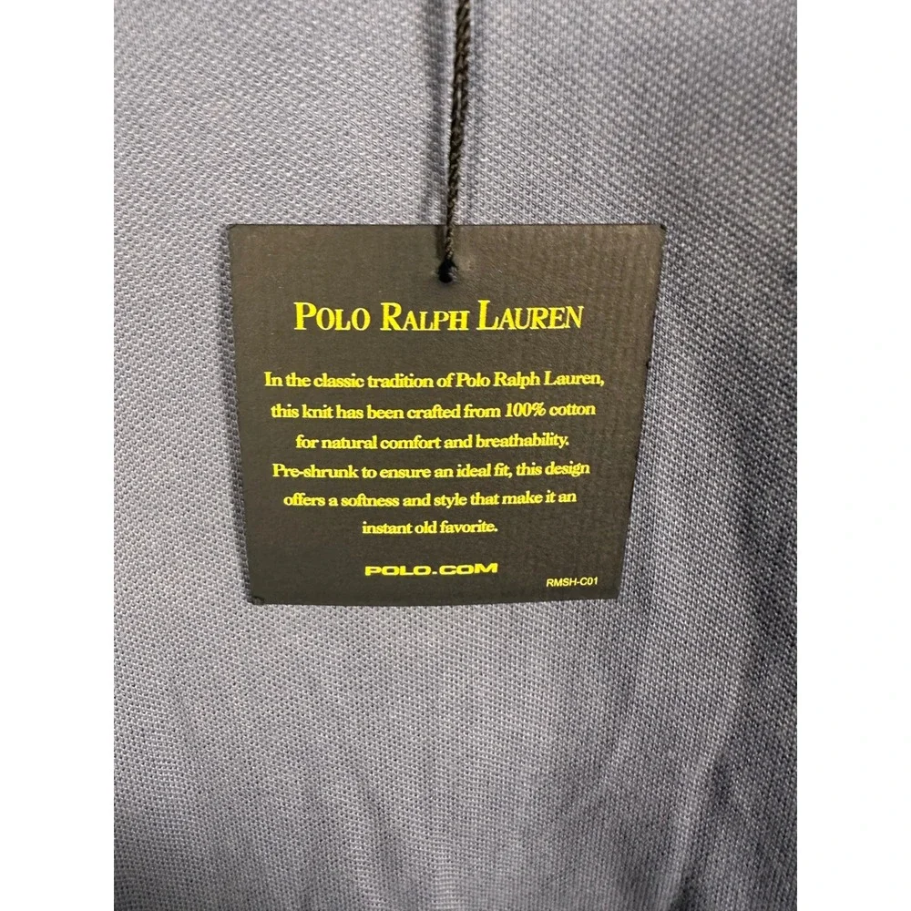 Polo RalphLauren Mens XXXL Blue Short Sleeve Cotton Pique Polo Shirt Orange Pony